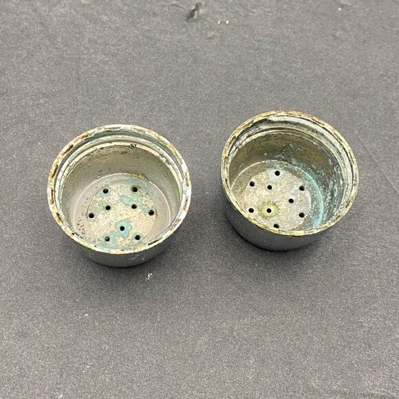 Vintage Crystal Salt‎ & Pepper Shakers With Chrome Tops Starburst Pattern MCM - Picture 7 of 14